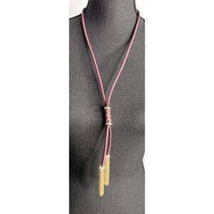 White House Black Market Women's Leather with Gold Chain Tassel Necklace NWT